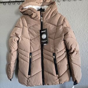 DKNY Tan Puffer Jacket